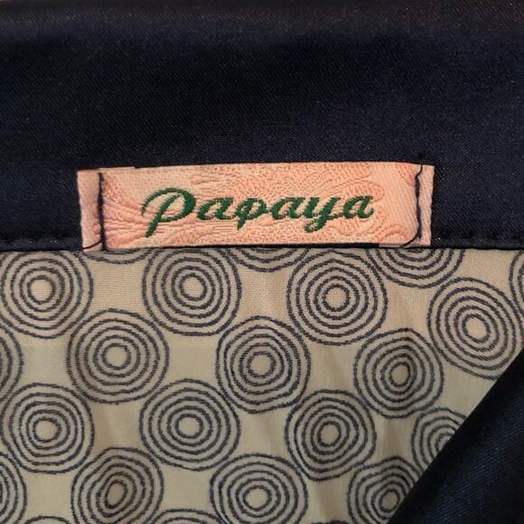 Papaya Blue Medallion Plisse Print Button Front Sheer Blouse Small - Picture 3 of 5
